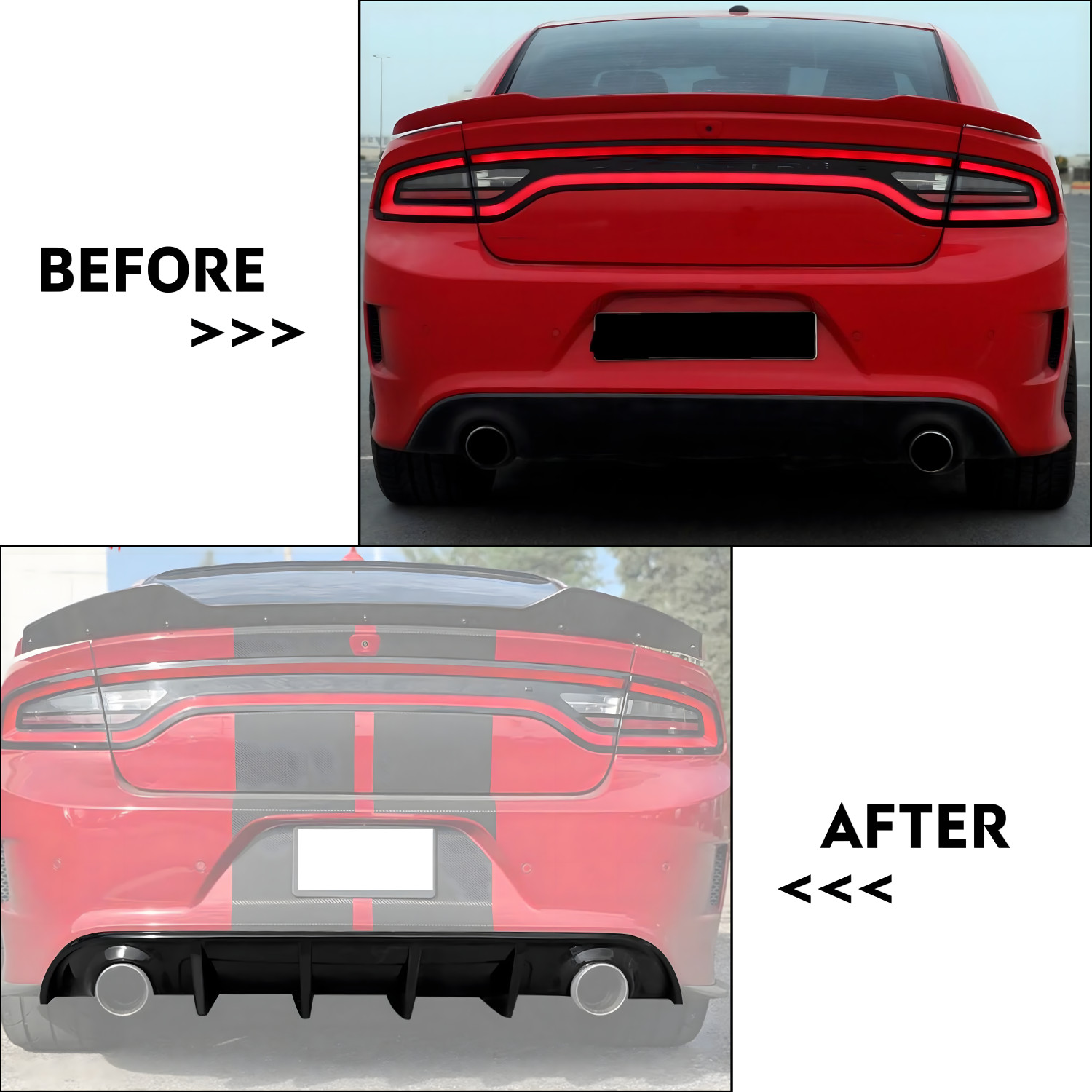 For Dodge Charger R/T SE SXT 2015-2023 Rear Bumper Diffuser Lip Gloss Black ABS