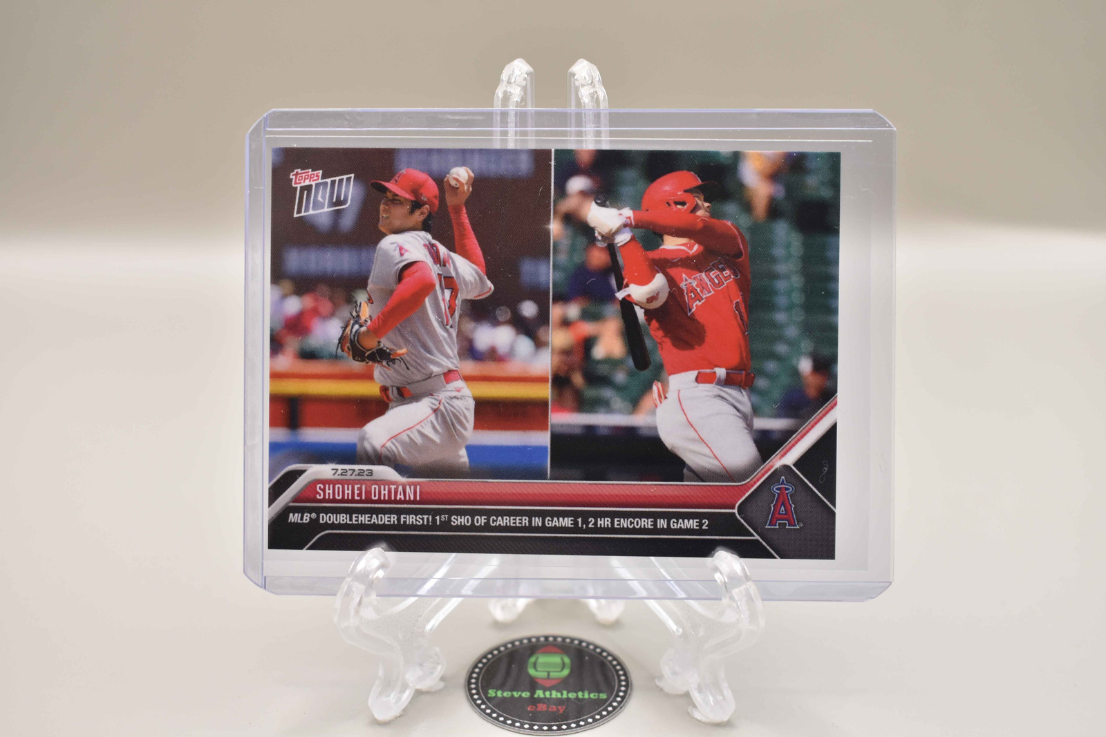 Shohei Ohtani Angels 2023 Topps Now Doubleheader Shutout 2 Home Run Card #625
