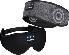 MUSICOZY Bluetooth Sleep Mask and Headband Bundle – Wireless Headph... Fas