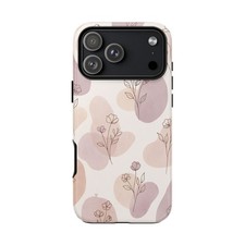 Blush Floral Phone Case Neutral Botanical Watercolor Tough Cover