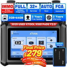 XTOOL USED X100PAD S V2.0 Auto Car Diagnostic Tool OBD2 Scanner + EEPROM Adapter