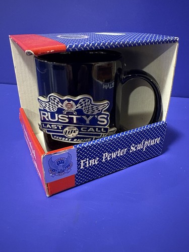 Rusty Wallace Ceramic Mug with Pewter Sculpture Emblem ©️2001 NIB - Picture 1 of 7
