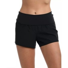 La Blanca Island Goddess Foldover 3" Inseam Board Shorts Black Size Small NWT