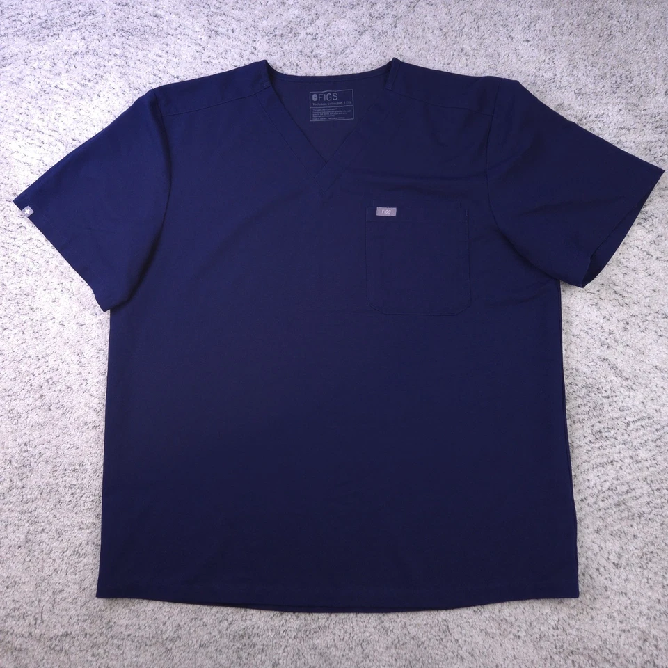 Figs Scrub Set Mens XXL Top XXLS Pants Leon Pisco Navy Blue 4198 Scrubs Shirt - Image 2 of 4