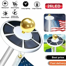 New Solar Powered Flag Pole Light 26 LED Auto Active Super Bright Waterproof USA