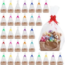 32 Pcs Brown Basket for Gifts Empty DIY Bulk Party Gift Basket Kit with Handl...
