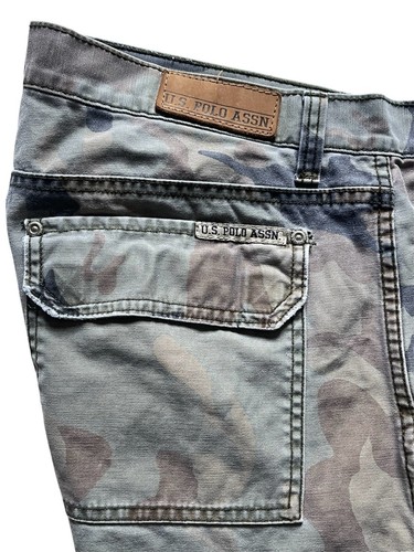 Y2K Polo Ralph Lauren Cargo Shorts Mens Size 33 Military Camo Relaxed Fit - Picture 5 of 11