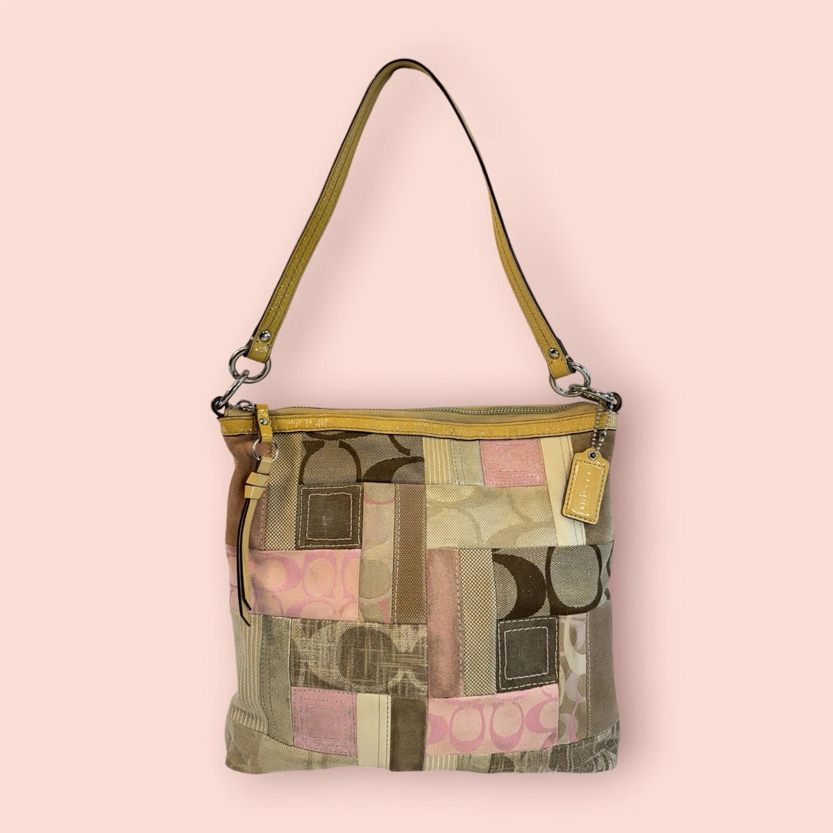 バッグ Coach Patchwork One Sholder Bag pink Coach Patchwork Shoulder Bag Pink Bags & Handbags for Women for