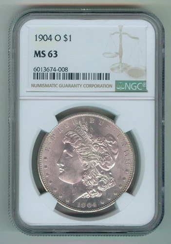 1904-O U.S. MORGAN SILVER DOLLAR - KM#110 - NGC SLABBED - MS63