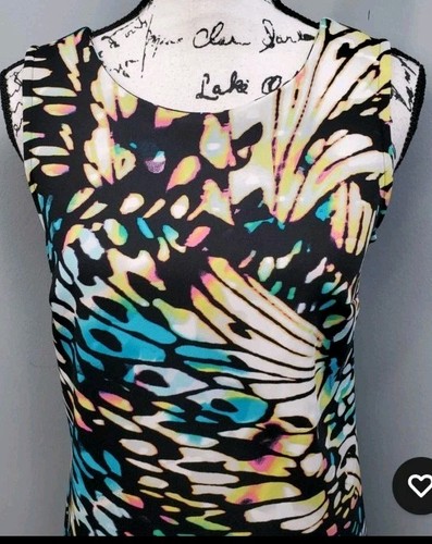 Worthington Sheath Dress Womens Small Multi Butterfly Print Wide Strap Back Zip - Picture 2 of 6