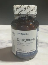 Metagenics D3 10000 K Vitamin D3 K2 Supplement 60Softgels ImmuneSupportEXP: 3/26