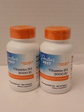 TWO Doctor's Best Vitamin D3 50 mcg 2000 IU 180 Softgels Each EXP: 06/ 2027