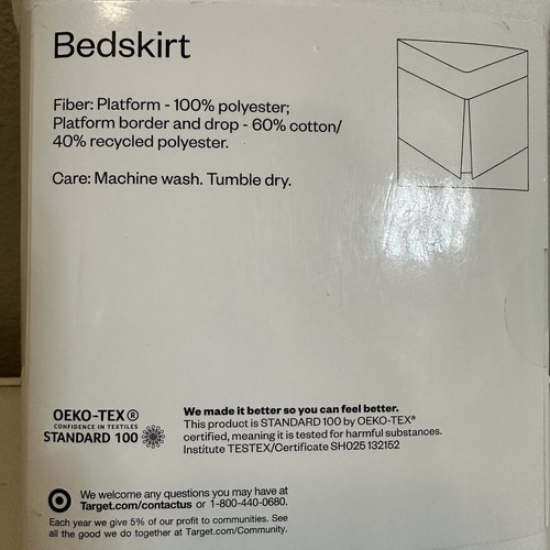 Room Essentials Solid Hued White King Sized Bedskirt with 14" Drop Length - Picture 5 of 5