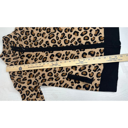 Rachel Zoe Leopardenmuster Jacke hellbraun schwarz Langarm Taschen weich Winter M - Bild 7 von 8