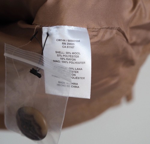 Pendleton Cappotto Topper Misto Lana Chiusura Bottoni Taglia Large Desert Beige Nuovo - Foto 8 di 8