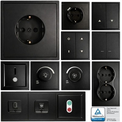 Anthrazit Schuko Steckdose Steckdosen Wechselschalter Dimmer Lichtschalter LED