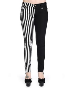 Banned-Black-White-Stripe-Split-Leg-Stretch-Skinny-Jeans-Pants-Goth-Punk-Womens