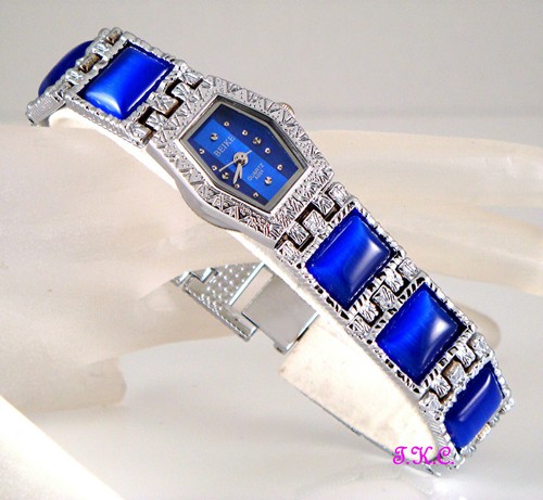 Vintage Antique Chic Deco Look Silver Electric Cat Eyes Feature Bracelet Watch - Picture 17 of 27