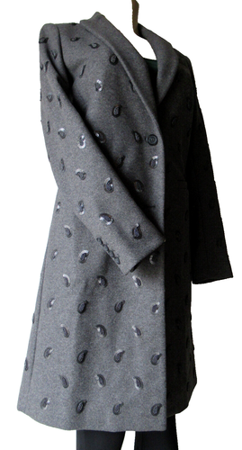 MICHAEL MICHAEL KORS WOMEN'S WOOL-COAT SZ:0 PAISLEY-EMBROIDERED C.DERBY MSRP$695 - Picture 10 of 13