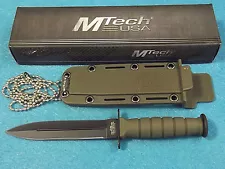 MTech MT632DGN OD Green Mini Combat Dagger Fixed Blade Neck Knife 6" overall NEW