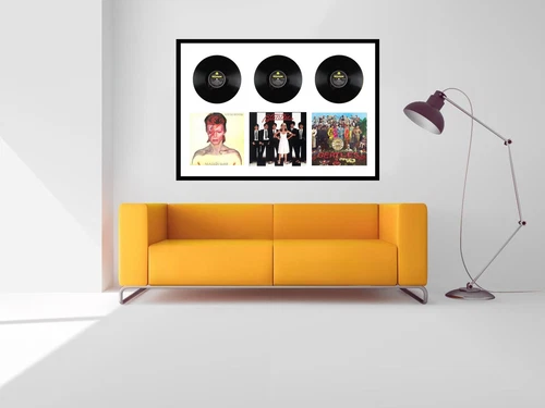 Vinyl Record Frame For 3x Records 3x Sleeves Music Memorabilia Frame