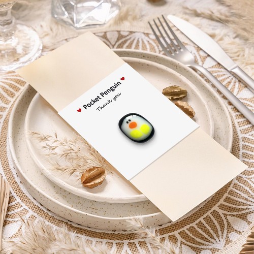 Taschenpinguin, süßes Tiergeschenk, Thinking of You, Briefkastenumarmung, Schmelzglas - Bild 8 von 23