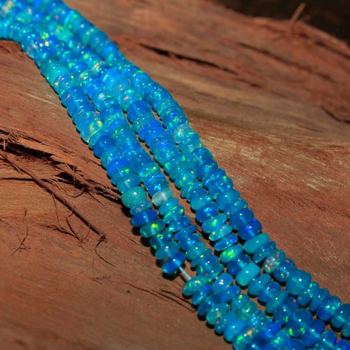 4-5mm Natural Paraiba Ethiopian Multi Fire Opal Roundell Smooth Beads Gemstone - Picture 12 of 12