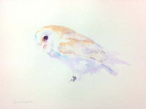 Owl, Birds, Watercolor artwork, Handmade, Original painting on paper - Photo 1 sur 1