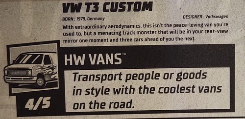 2024 Hot Wheels VW T3 Custom 227/250 HW Vans 4/5 Sparco BILSTEIN BBS Wheels - Picture 7 of 12