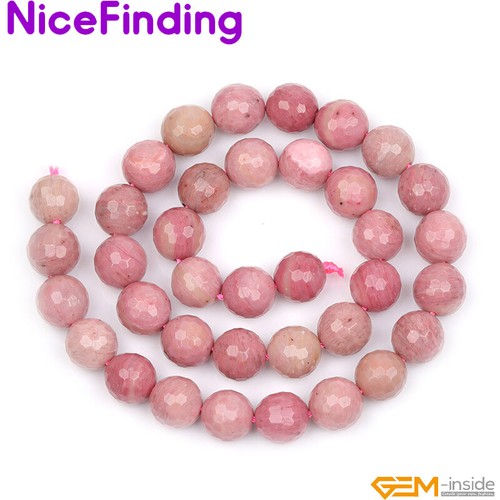 Natural Smooth Faceted Rhodonite Stone Beads For Jewelry Making 6,8,10,12,14mm - Picture 13 of 90