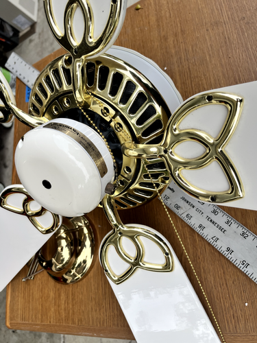 Vintage Casablanca LADY DELTA Ceiling Fan 42" Brass & White With White Blades - Picture 11 of 12