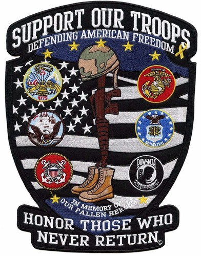 Support Our Troops Aufnäher 12" | Pow Mia Militär Tierarzt bestickt Bügelbild groß  - Bild 1 von 5
