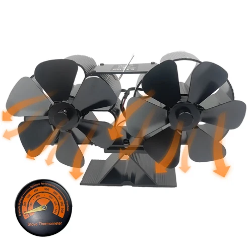 12 Blade Fireplace Fan Wood Stove Fan for Wood Burning Stove,Heat Powered Stove - Picture 12 of 17