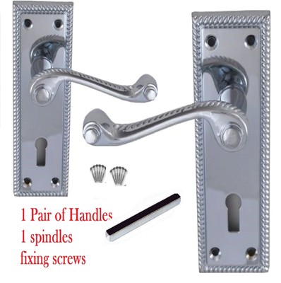 5 Silver Internal Door Handle PACKS GEORGIAN Scroll Lever Latch ROPE Design D27
