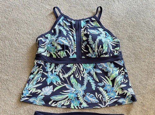 Lands’ End Floral Keyhole Tankini Top Women’s Sizes 20W