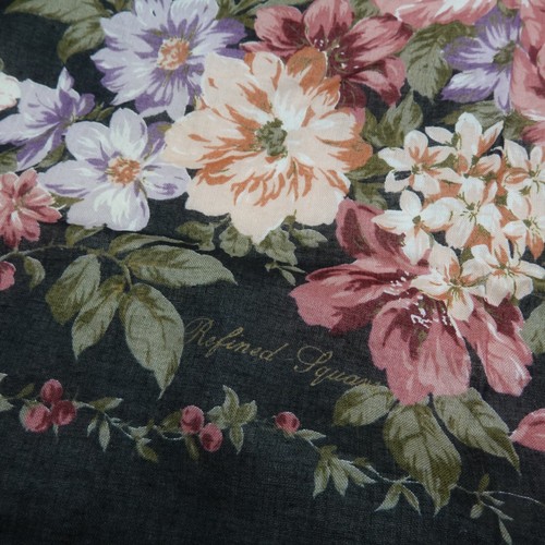 Unbranded Black Flower Cotton Scarf Scarves 25" X 25" O652 - Picture 7 of 8