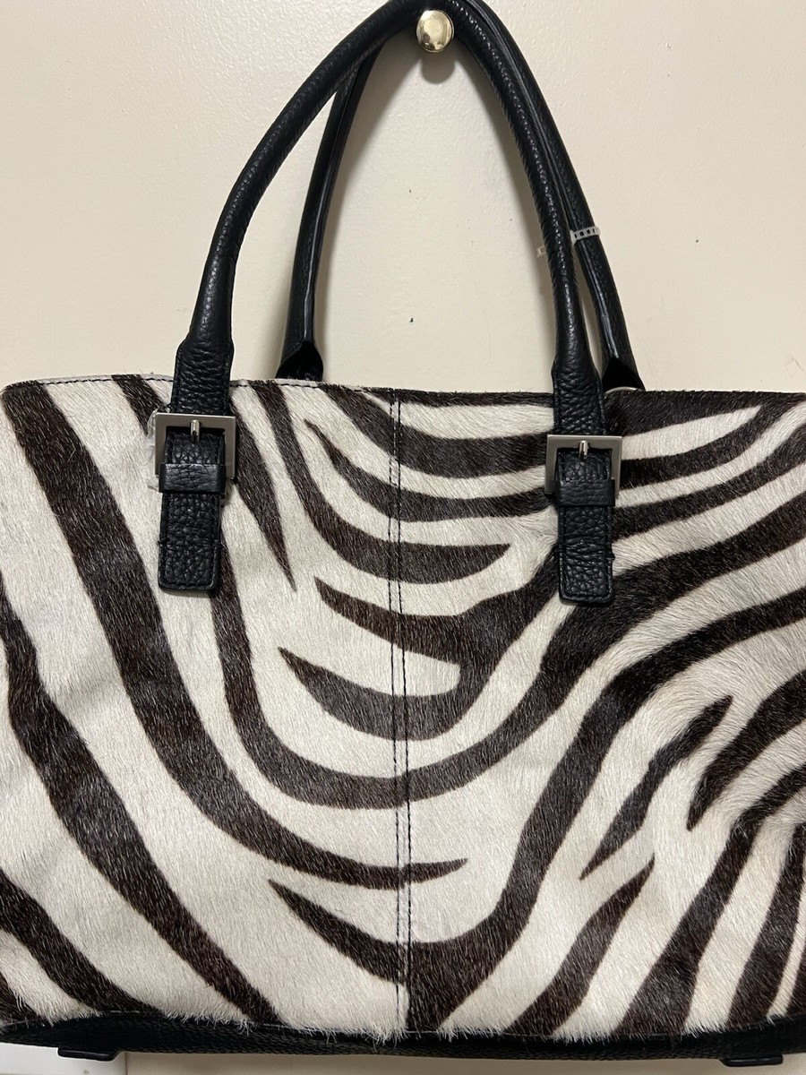 Adrienne Vittadini Bolso Cartera Vaca Cebra Patrón Piel Real