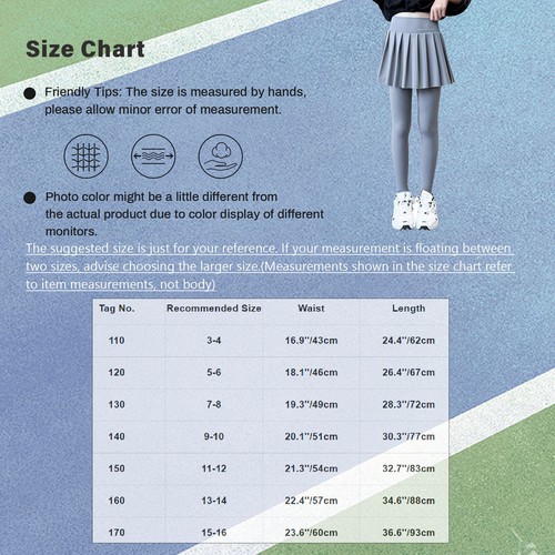 Kids Girls Trousers Athletic Pants Dance Pantskirt Yoga Sportswear Pleated Gym - Picture 20 of 30