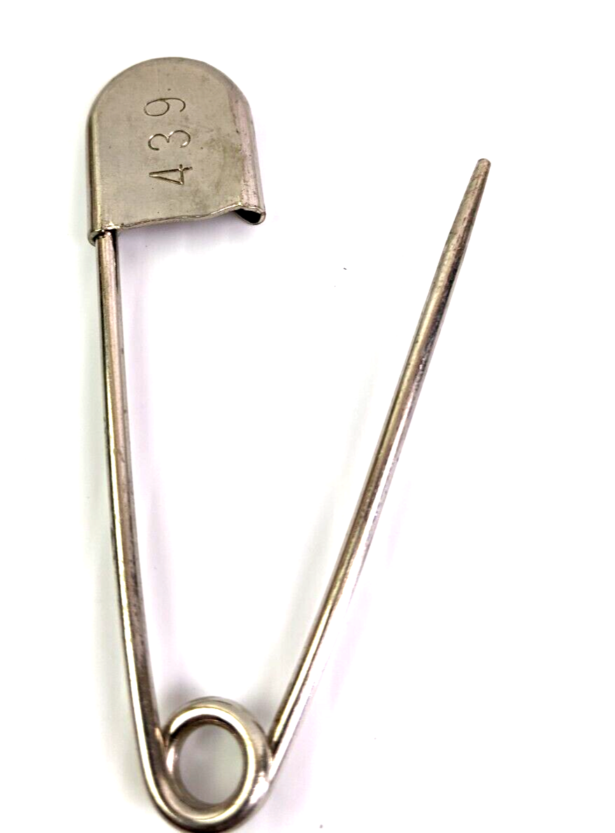 Vintage Jumbo Safety Pin Metal Silver Tone Large Laundry Pin 3.25
