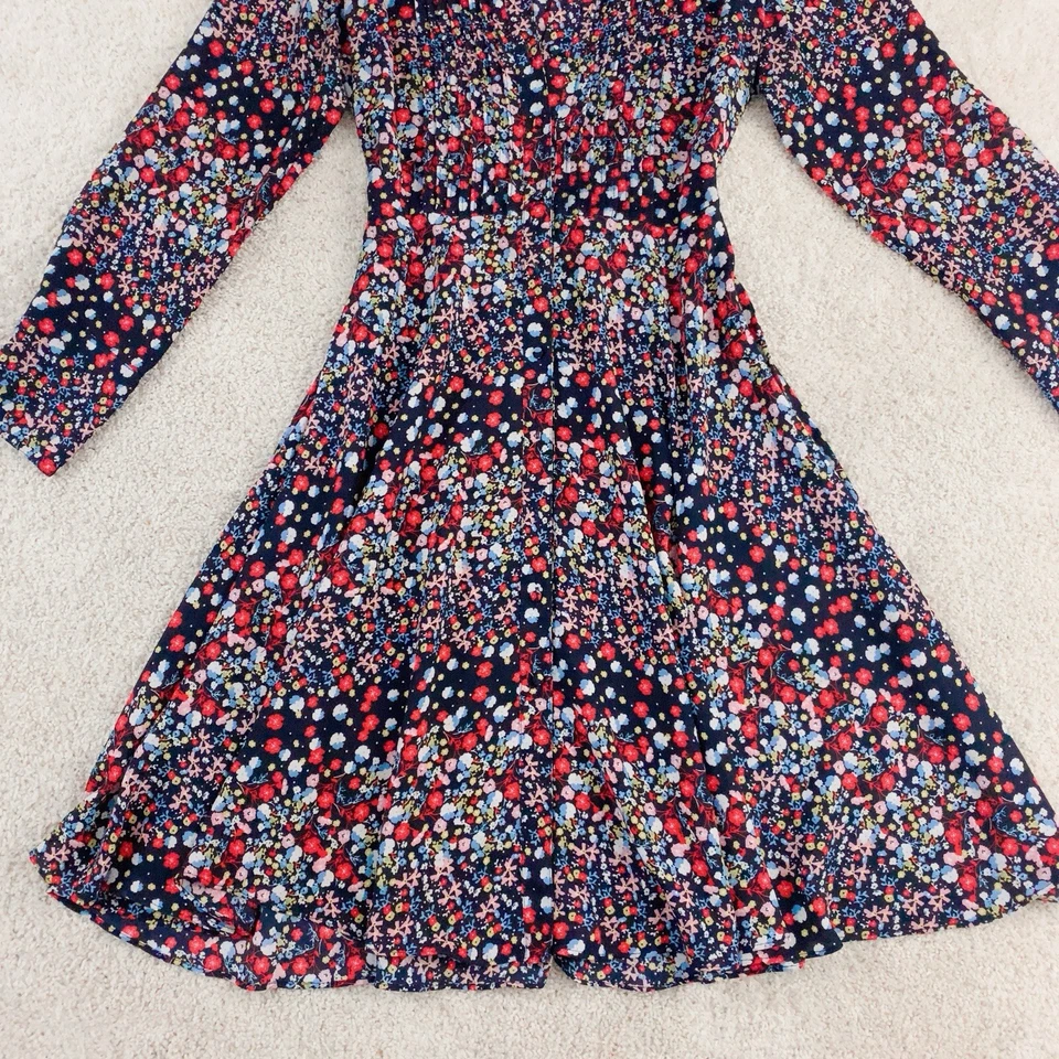 Vestido NANETTE LAPORE Negro Rojo Azul Amarillo Floral Manga Larga Con Botones 8 M Foto 2 de 4