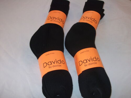 Davido Mens socks crew casual made in Italy 100% cotton 6 pack black - Picture 2 of 20