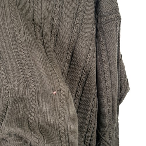 Jaeger Brown Cable Knit Turtleneck Sweater 100% Merino Wool FLAW Mens Medium - Picture 3 of 7