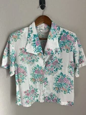 VINTAGE 90s Gitano All Over Floral Button Up Short Sleeve Shirt Small Women’s