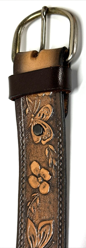 Cinturón para mujer 36" hecho a mano de cuero genuino tooled mariposa estilo occidental - Imagen 5 de 20