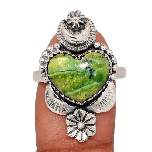 Southwest - Heart Natural Imperial Opal 925 Silver Ring WAA3 s.8.5 CR69781