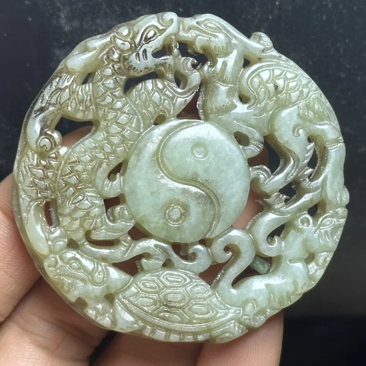 Rare Old Chinese Ancient Antique Jade carving Eight Diagram