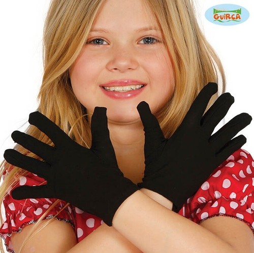 Childs Fancy Dress Short Black Gloves Childrens Costume Gloves New fg - Picture 2 of 6