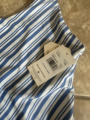 NWT RVCA 14 XL Geometric Racerback Medium One Piece Swimsuit Blue White Swim - Picture 5 of 7