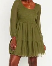 Women’s  Old Navy Fit & Flare Long-Sleeve Eyelet Mini Dress NWT L