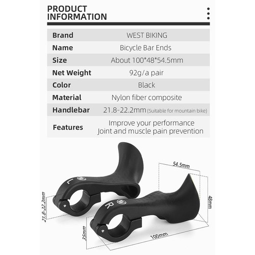 Ergonomic Design Bicycle Inner Bar ends MTB Bike Handlebar Bar Ends Extender - Picture 9 of 20
